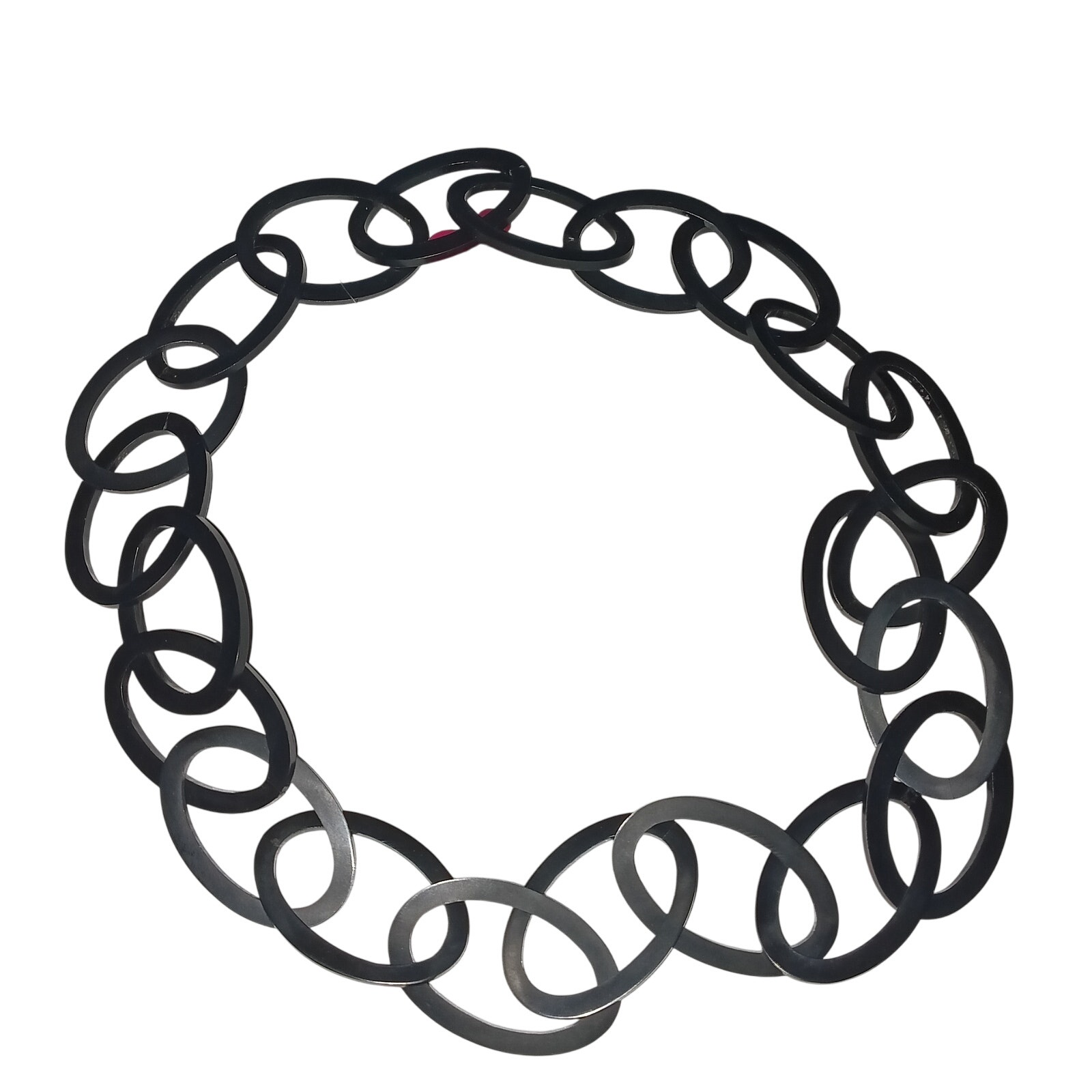 Iris Apfel & Bajalia Black Oval Link Long Statement Necklace